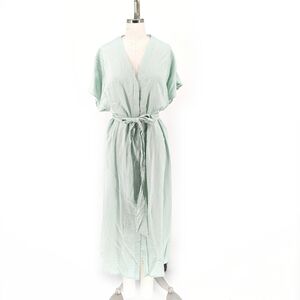 H&M V Neck Midi Shirtdress Green S casual summer minimalist dolman sleeve
